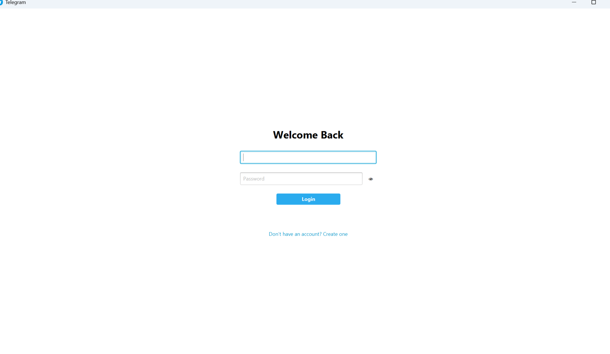 Telegram Clone login interface